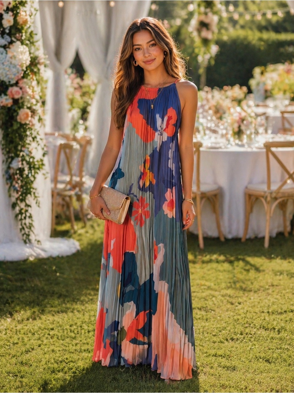 ANTHROPOLOGIE pankaj nidhi maxi pleated colorful spring summer event dress small